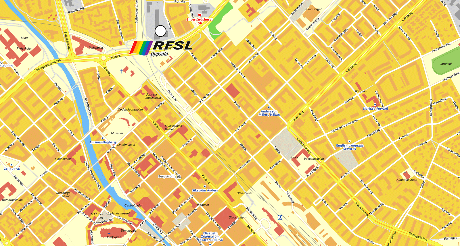 Översiktskarta av RFSL Uppsala på Ljusbärargatan 2, Uppsala